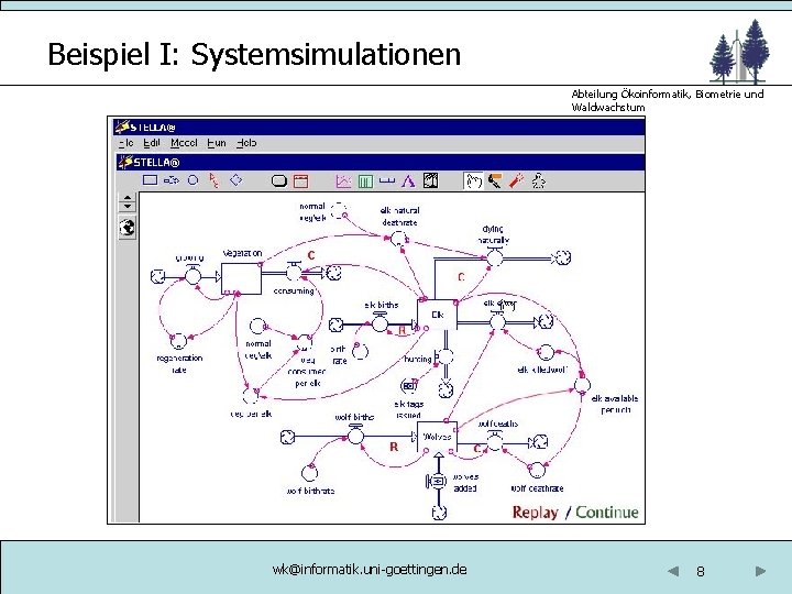Beispiel I: Systemsimulationen Abteilung Ökoinformatik, Biometrie und Waldwachstum wk@informatik. uni-goettingen. de 8 