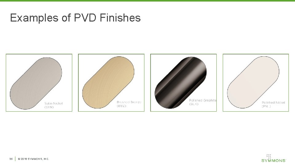 Examples of PVD Finishes 35 © 2018 SYMMONS, INC. 