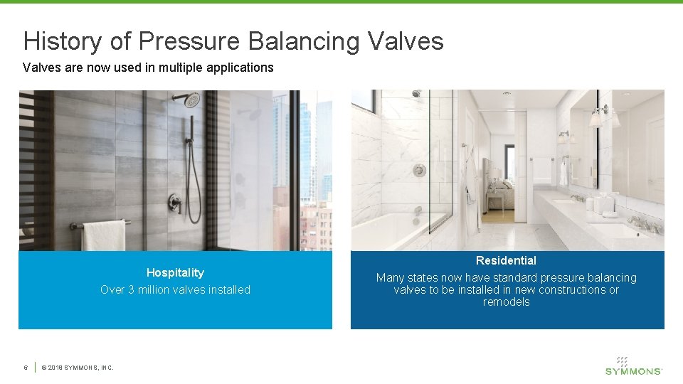 History of Pressure Balancing Valves are now used in multiple applications Hospitality Over 3
