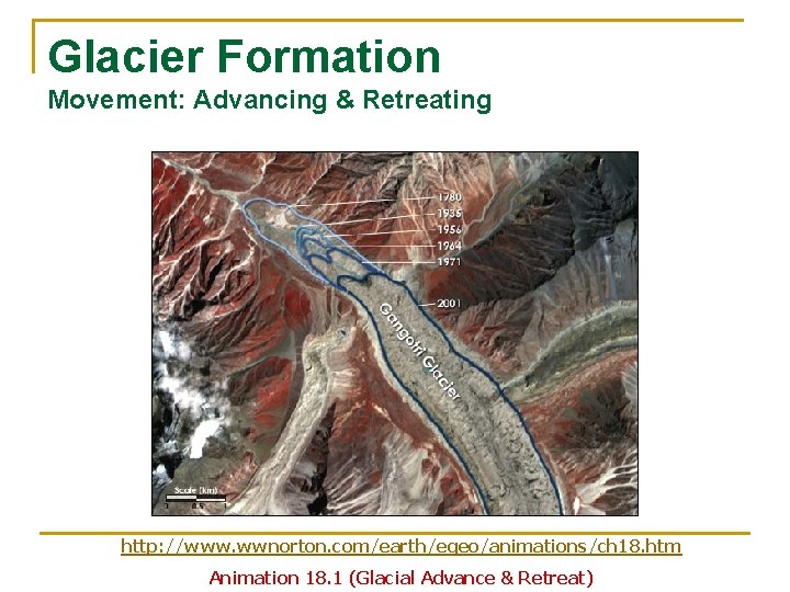 Glacier Formation Movement: Advancing & Retreating http: //www. wwnorton. com/earth/egeo/animations/ch 18. htm Animation 18.