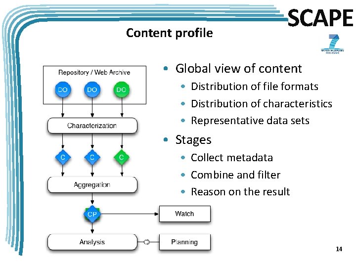 Content profile SCAPE • Global view of content • Distribution of file formats •