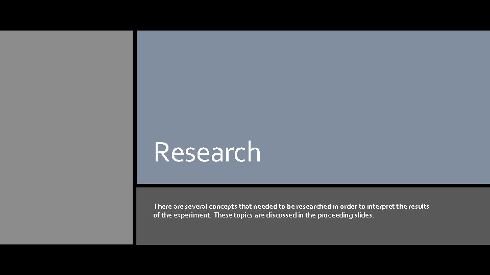 Research There are several concepts that needed to be researched in order to interpret