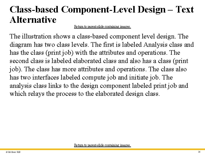 Class-based Component-Level Design – Text Alternative Return to parent-slide containing images. The illustration shows