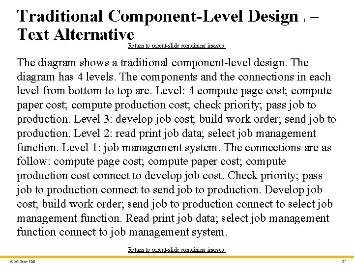 Traditional Component-Level Design – 1 Text Alternative Return to parent-slide containing images. The diagram