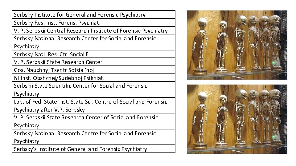 Serbsky Institute for General and Forensic Psychiatry Serbsky Res. Inst. Forens. Psychiat. V. P.