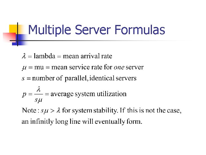 Multiple Server Formulas 
