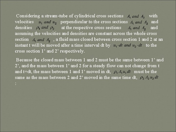 Considering a stream-tube of cylindrical cross sections with velocities perpendicular to the cross sections