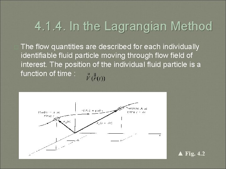 4. 1. 4. In the Lagrangian Method � The flow quantities are described for