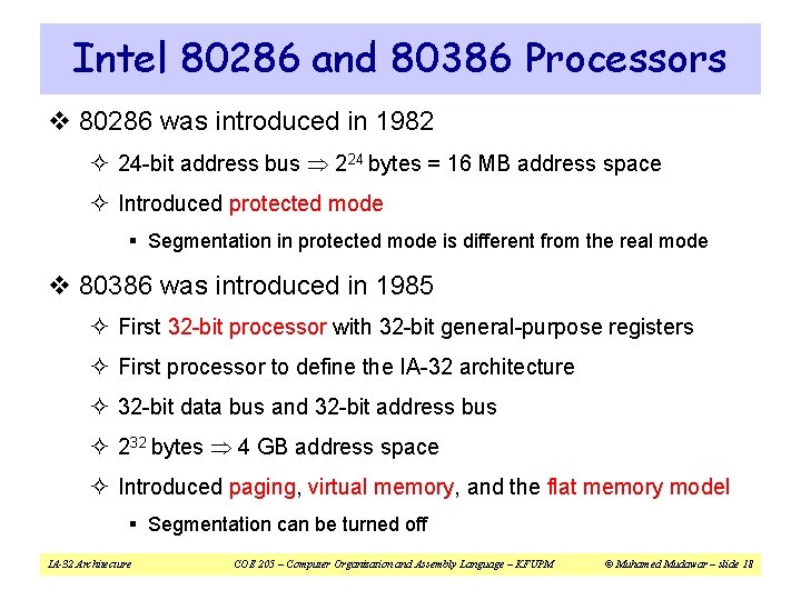 Intel 80286 and 80386 Processors v 80286 was introduced in 1982 ² 24 -bit
