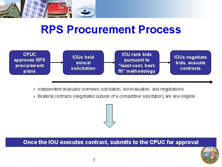 RPS Procurement Process CPUC approves RPS procurement plans IOUs hold annual solicitation IOU rank