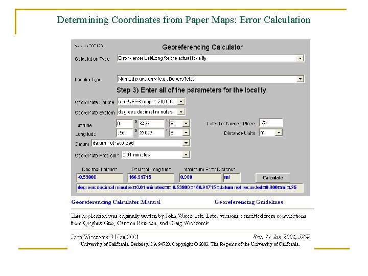 Determining Coordinates from Paper Maps: Error Calculation 