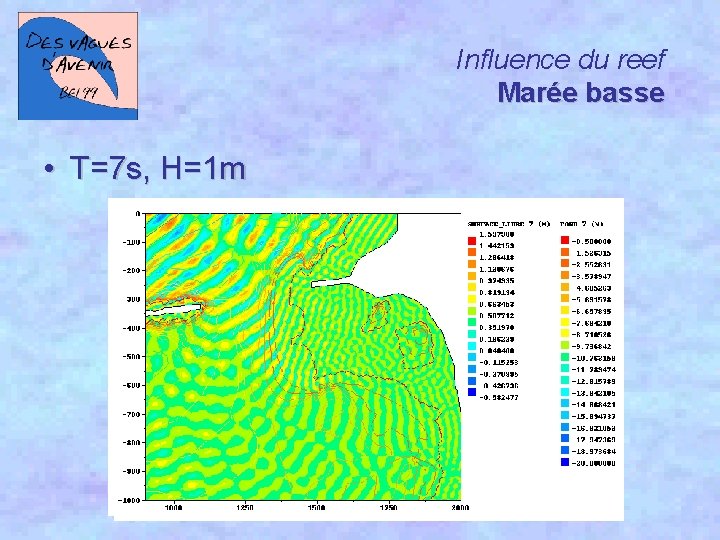 Influence du reef Marée basse • T=7 s, H=1 m 