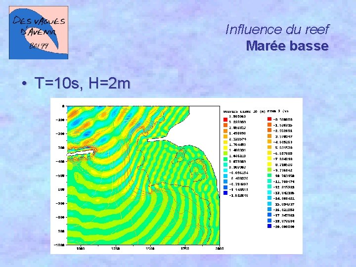 Influence du reef Marée basse • T=10 s, H=2 m 