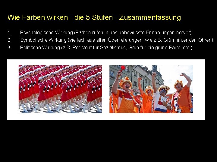 Wie Farben wirken - die 5 Stufen - Zusammenfassung 1. Psychologische Wirkung (Farben rufen Wie Farben wirken - die 5 Stufen - Zusammenfassung 1. Psychologische Wirkung (Farben rufen