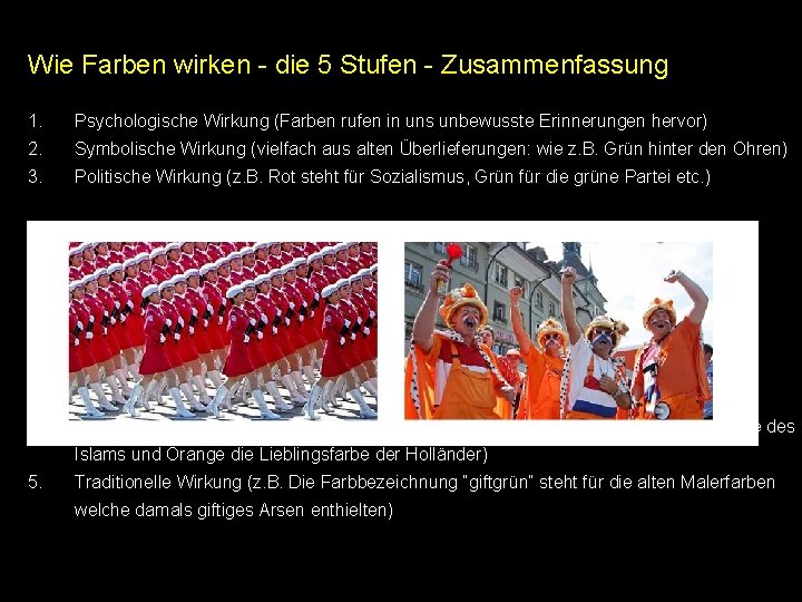Wie Farben wirken - die 5 Stufen - Zusammenfassung 1. Psychologische Wirkung (Farben rufen Wie Farben wirken - die 5 Stufen - Zusammenfassung 1. Psychologische Wirkung (Farben rufen