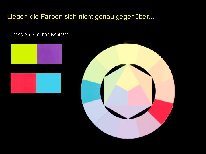 Liegen die Farben sich nicht genau gegenüber. . . ist es ein Simultan-Kontrast. . Liegen die Farben sich nicht genau gegenüber. . . ist es ein Simultan-Kontrast. .