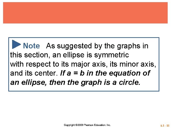 Note As suggested by the graphs in this section, an ellipse is symmetric with