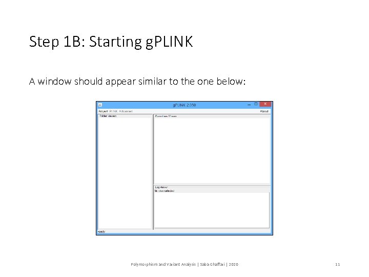 Step 1 B: Starting g. PLINK A window should appear similar to the one