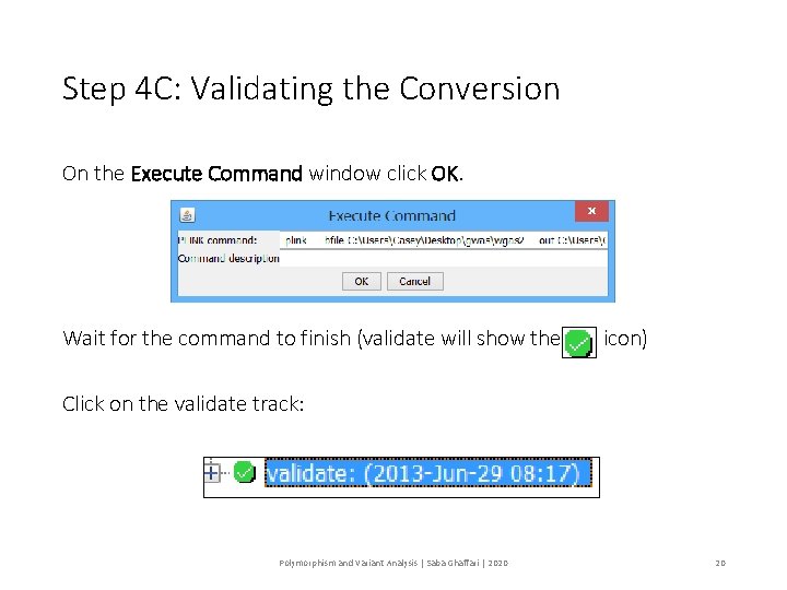 Step 4 C: Validating the Conversion On the Execute Command window click OK. Wait