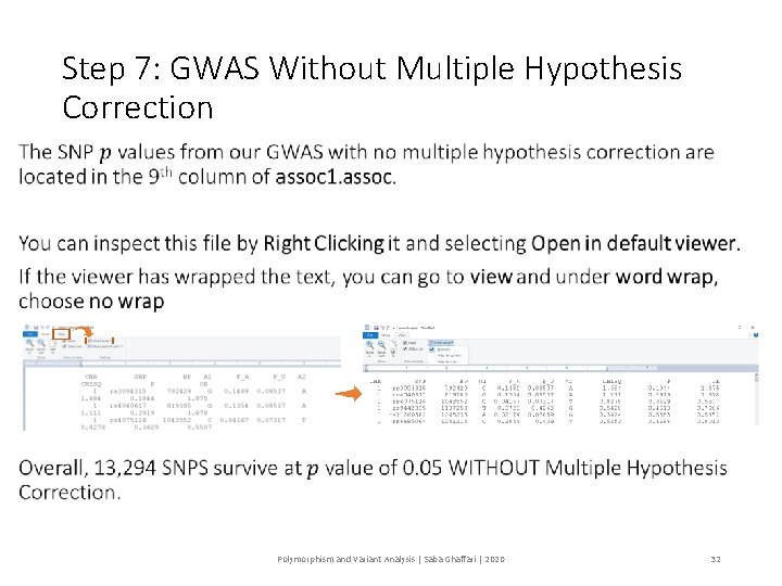 Step 7: GWAS Without Multiple Hypothesis Correction • Polymorphism and Variant Analysis | Saba