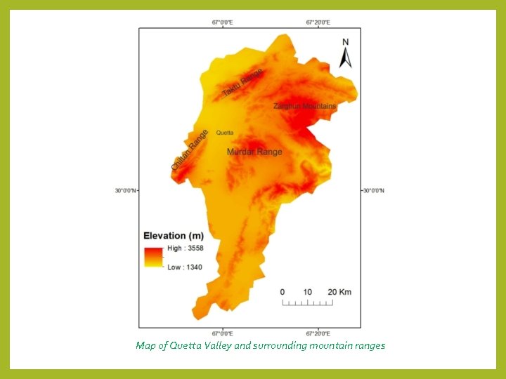 Map of Quetta Valley and surrounding mountain ranges 
