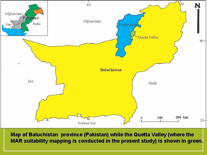 Map of Baluchistan province (Pakistan) while the Quetta Valley (where the MAR suitability mapping