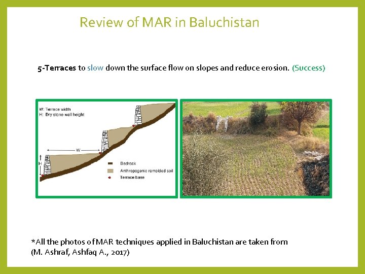 Review of MAR in Baluchistan 5 -Terraces to slow down the surface flow on