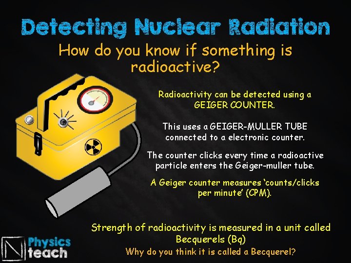 Detecting Nuclear Radiation How do you know if something is radioactive? Radioactivity can be