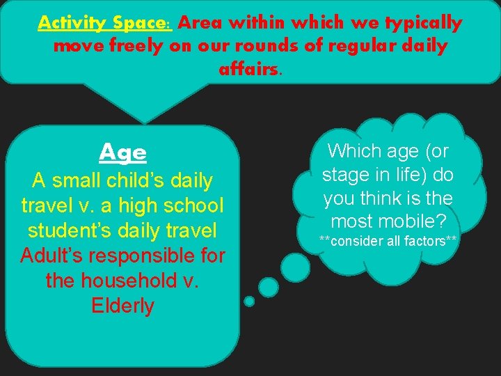 Activity Space: Area within which we typically move freely on our rounds of regular