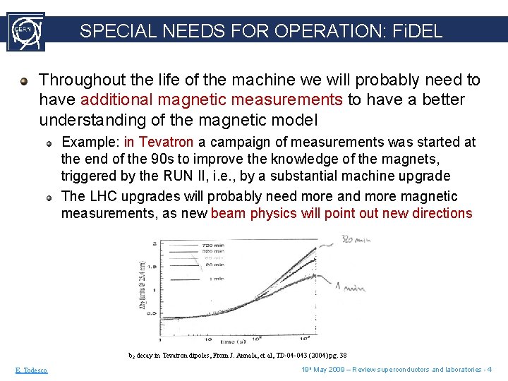SPECIAL NEEDS FOR OPERATION: Fi. DEL Throughout the life of the machine we will