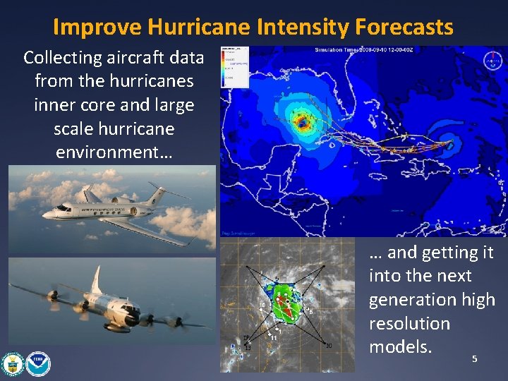 Improve Hurricane Intensity Forecasts Collecting aircraft data from the hurricanes inner core and large