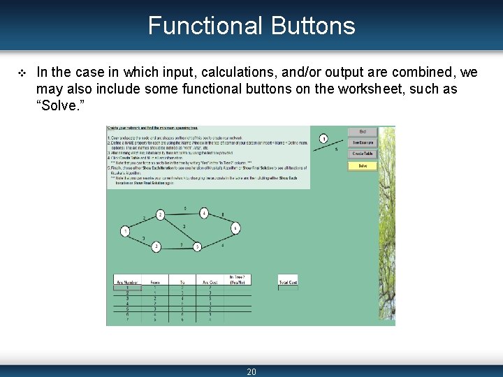 Functional Buttons v In the case in which input, calculations, and/or output are combined,