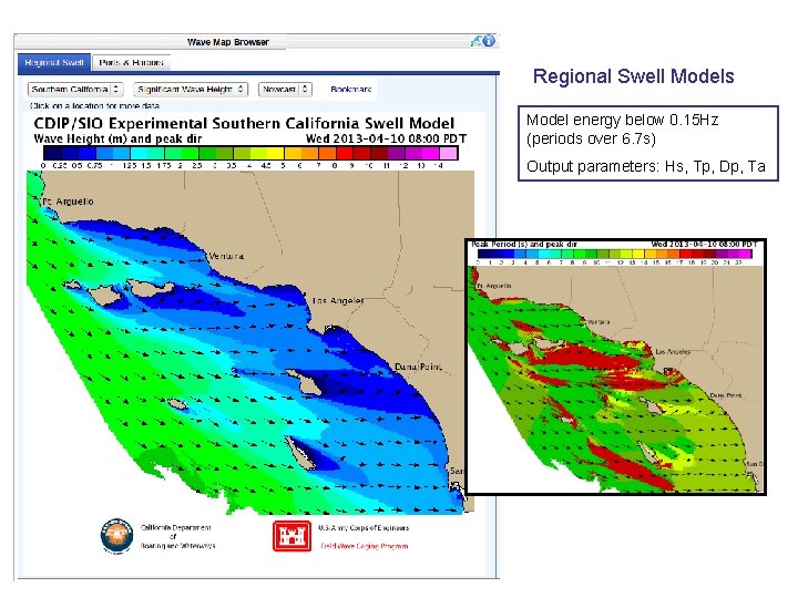 Regional Swell Models Model energy below 0. 15 Hz (periods over 6. 7 s)