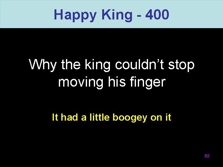 Happy King - 400 Why the king couldn’t stop moving his finger It had