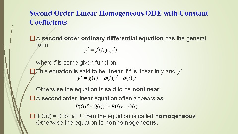 Ordinary Differential Equations Second Order Ordinary Differential Equations Second Order Linear ODE Abadi