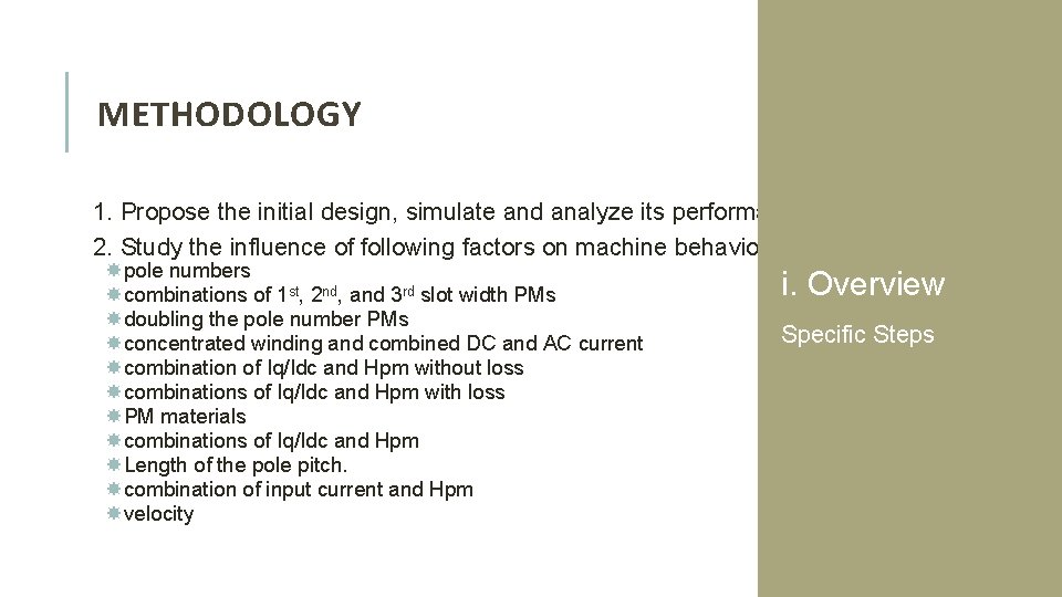 METHODOLOGY 1. Propose the initial design, simulate and analyze its performance. 2. Study the