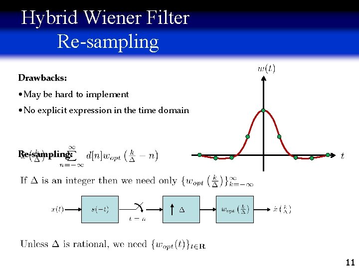 Hybrid Wiener Filter Re-sampling Drawbacks: • May be hard to implement • No explicit