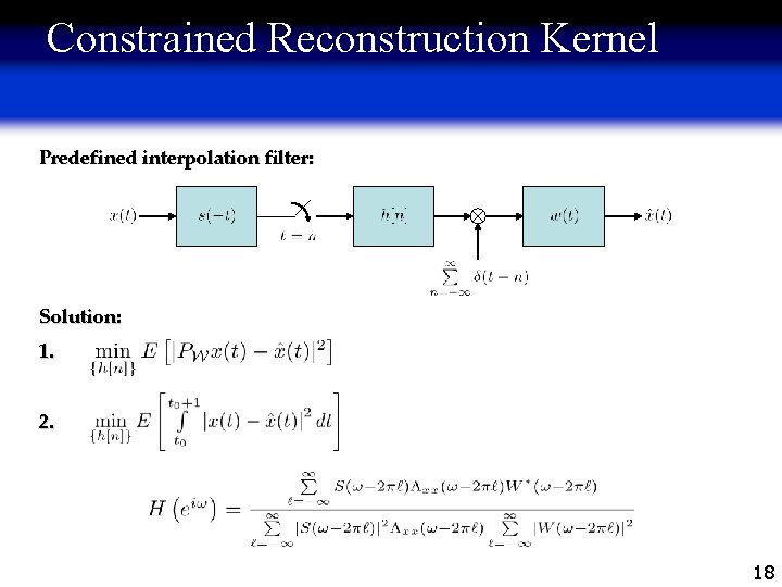 Constrained Reconstruction Kernel Predefined interpolation filter: Solution: 1. 2. 18 