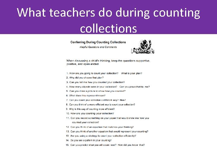 What teachers do during counting collections 