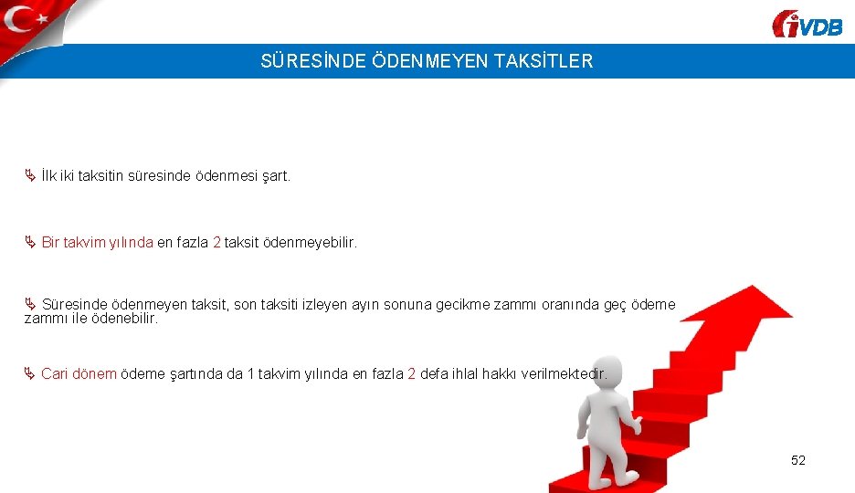 VDB SÜRESİNDE ÖDENMEYEN TAKSİTLER İlk iki taksitin süresinde ödenmesi şart. Bir takvim yılında en