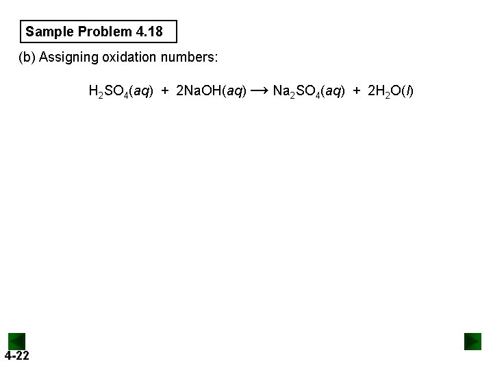 Sample Problem 4. 18 (b) Assigning oxidation numbers: H 2 SO 4(aq) + 2