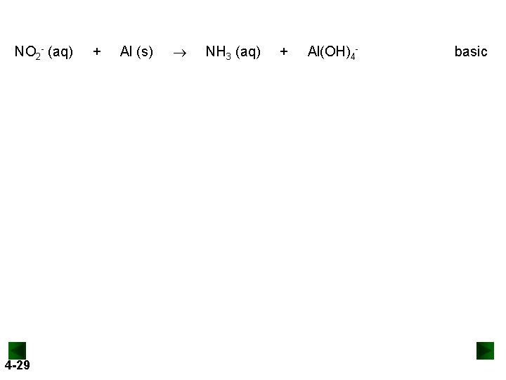 NO 2 - (aq) 4 -29 + Al (s) NH 3 (aq) + Al(OH)4