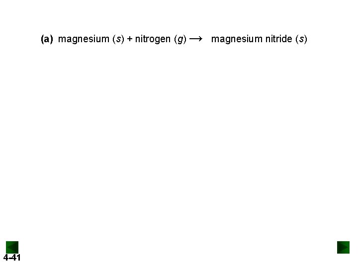 (a) magnesium (s) + nitrogen (g) → magnesium nitride (s) 4 -41 