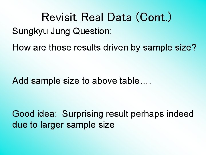 Revisit Real Data (Cont. ) Sungkyu Jung Question: How are those results driven by
