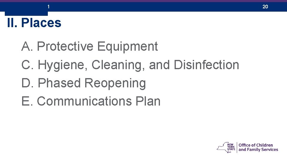 December 26, 2021 II. Places A. Protective Equipment C. Hygiene, Cleaning, and Disinfection D.