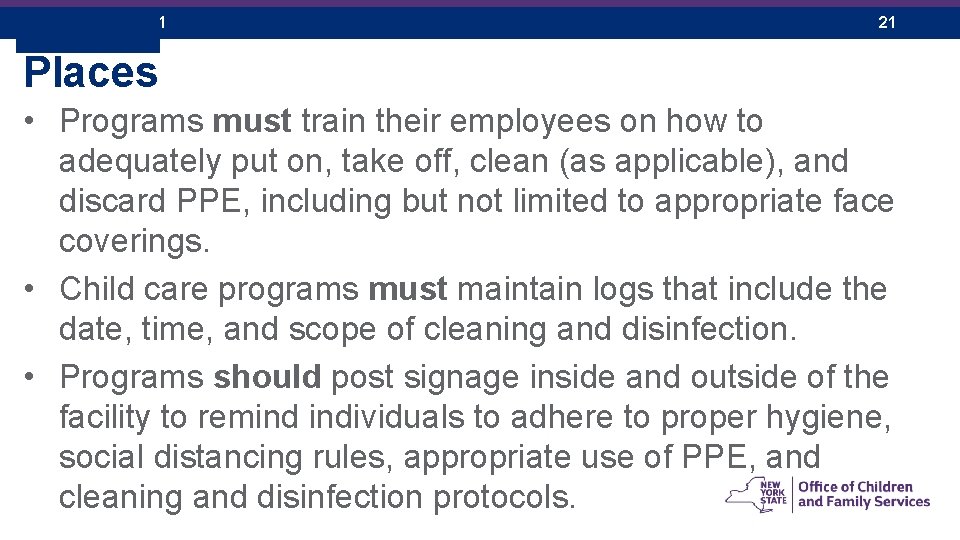 December 26, 2021 21 Places • Programs must train their employees on how to