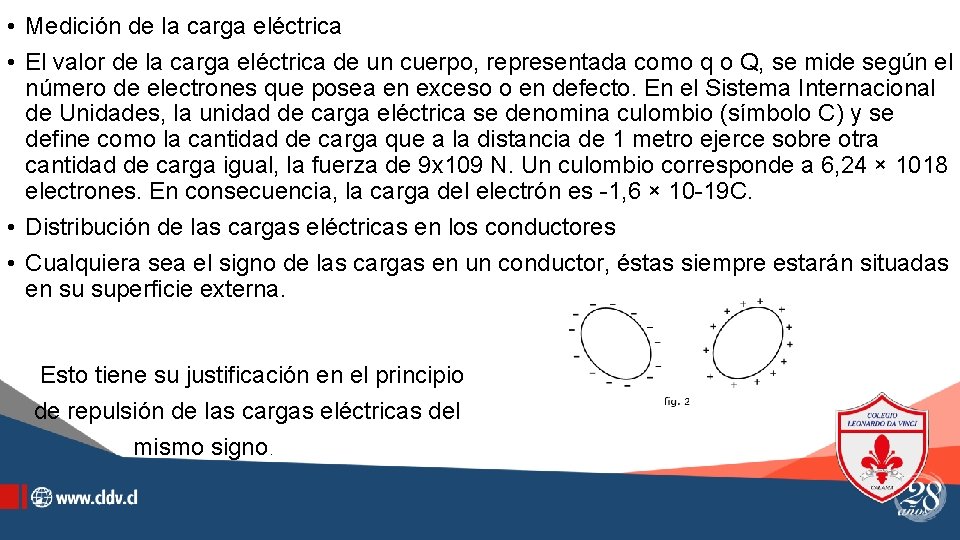  • Medición de la carga eléctrica • El valor de la carga eléctrica