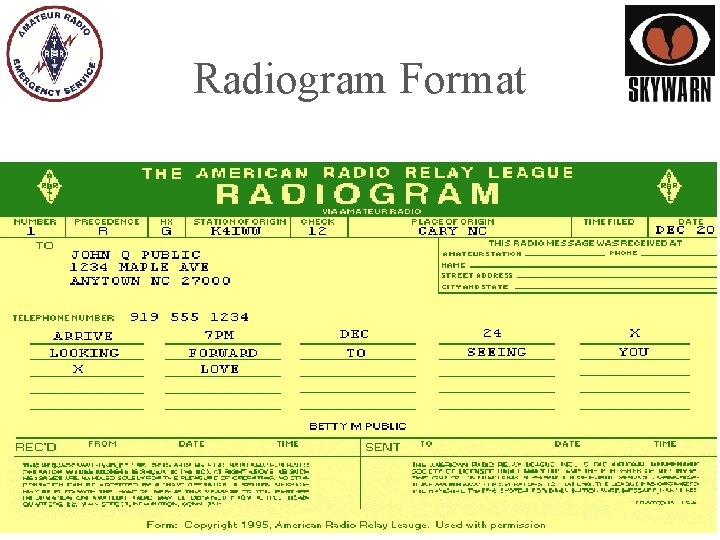 Radiogram Format 3/5/2011 Emergency Communications Workshop 5 