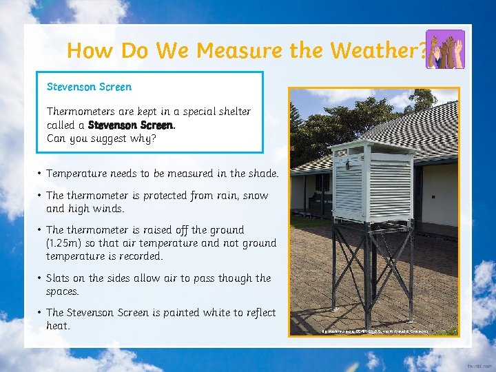 How Do We Measure the Weather? Stevenson Screen Thermometers are kept in a special