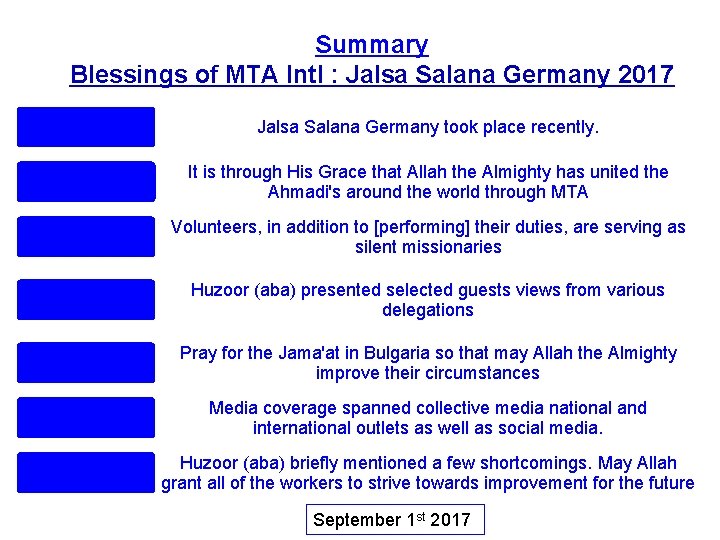 Summary Blessings of MTA Intl : Jalsa Salana Germany 2017 Jalsa Salana Germany took